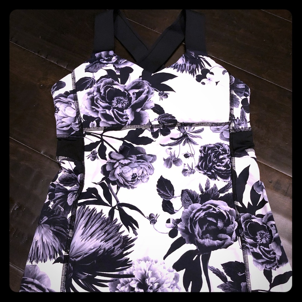 Lululemon Floral Tank black white 6